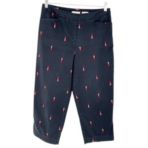 LizGolf Audra Black‎ Cropped Pants with Red Golf Bag Embroidery Novelty